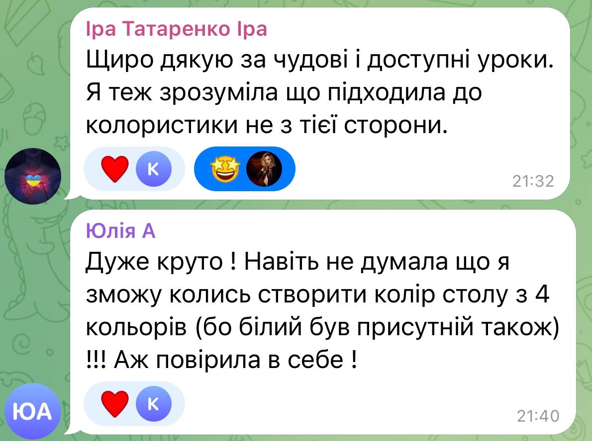 Відгук учениці №18 про курс «Колористика це просто»